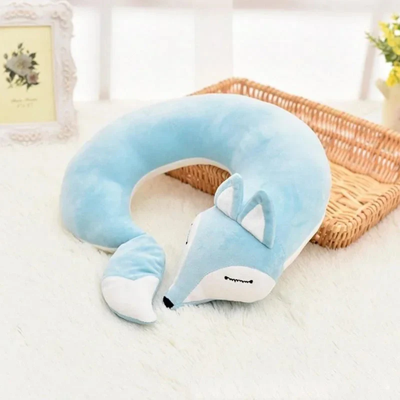 Reisekissen für Nacken für Kinder und Erwachsene | Superweiche ergonomische Unterstützung | Cartoon-Fuchs-Design | 30 cm - Image 9