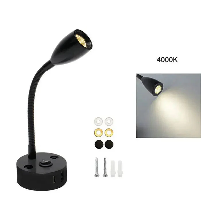 RV & Boat Reading Lamp | Flexible Gooseneck LED with USB-C Fast Charging | Aluminum, 12–24V - Image 6