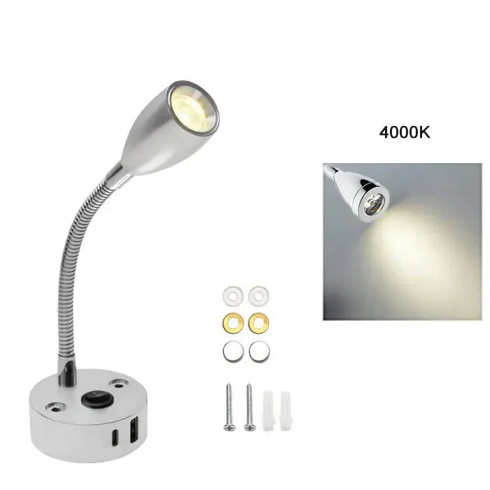 RV & Boat Reading Lamp | Flexible Gooseneck LED with USB-C Fast Charging | Aluminum, 12–24V - Image 8