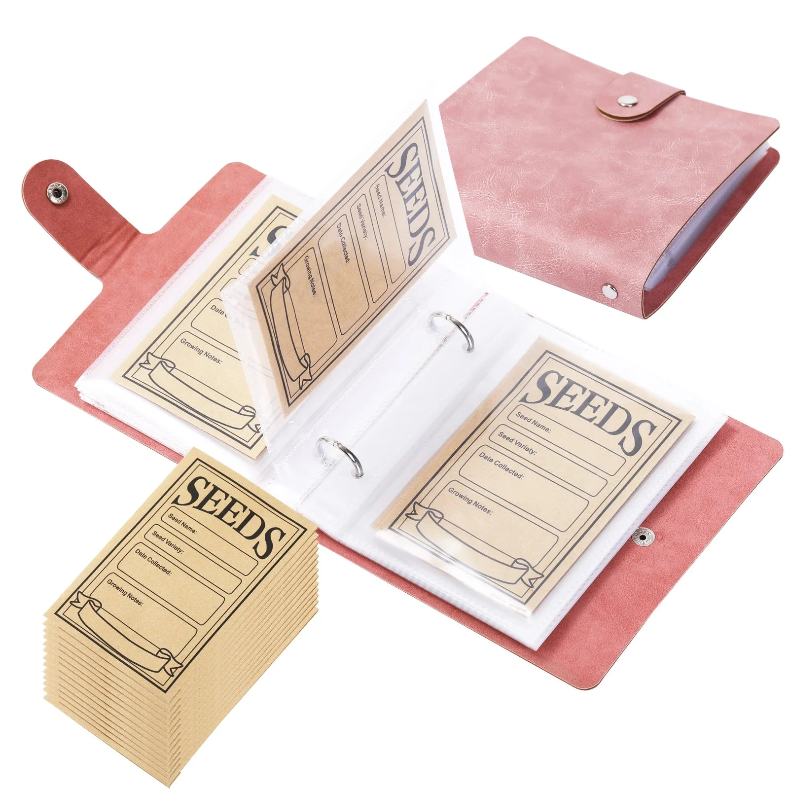 Seed Storage Binder | Includes 50 Resealable Seed Bags | Transparent Pockets & Labeling