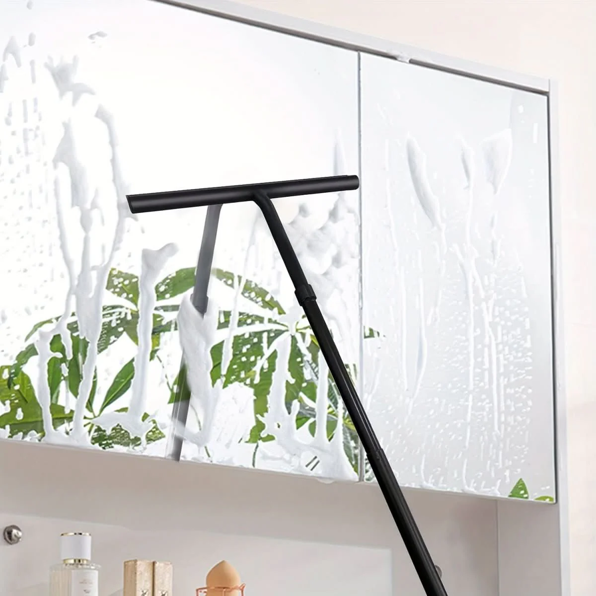 Shower Squeegee | Telescopic Handle to 4.5 ft | Silicone Blade & Aluminum | Adhesive Mounting - Image 2