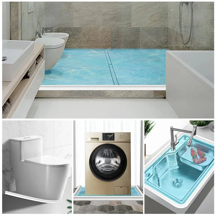 Shower Water Barrier | Flexible Self-Adhesive Seal | Water-Repellent Silicone | Dry Floor