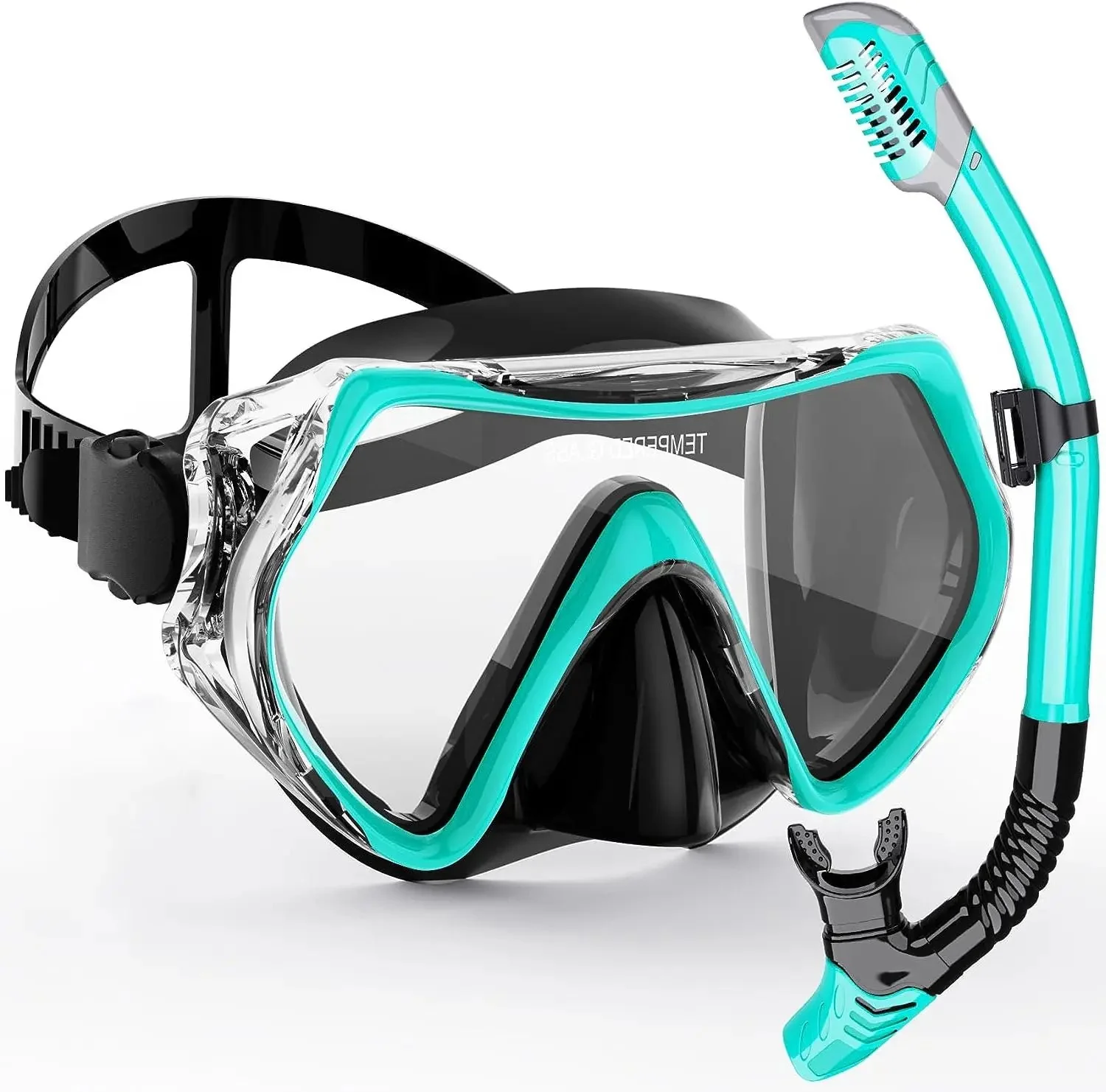 Snorkel Mask Set for Adults | 180° Wide View & Anti-Fog Lens | Silicone Face Seal & Dry Snorkel