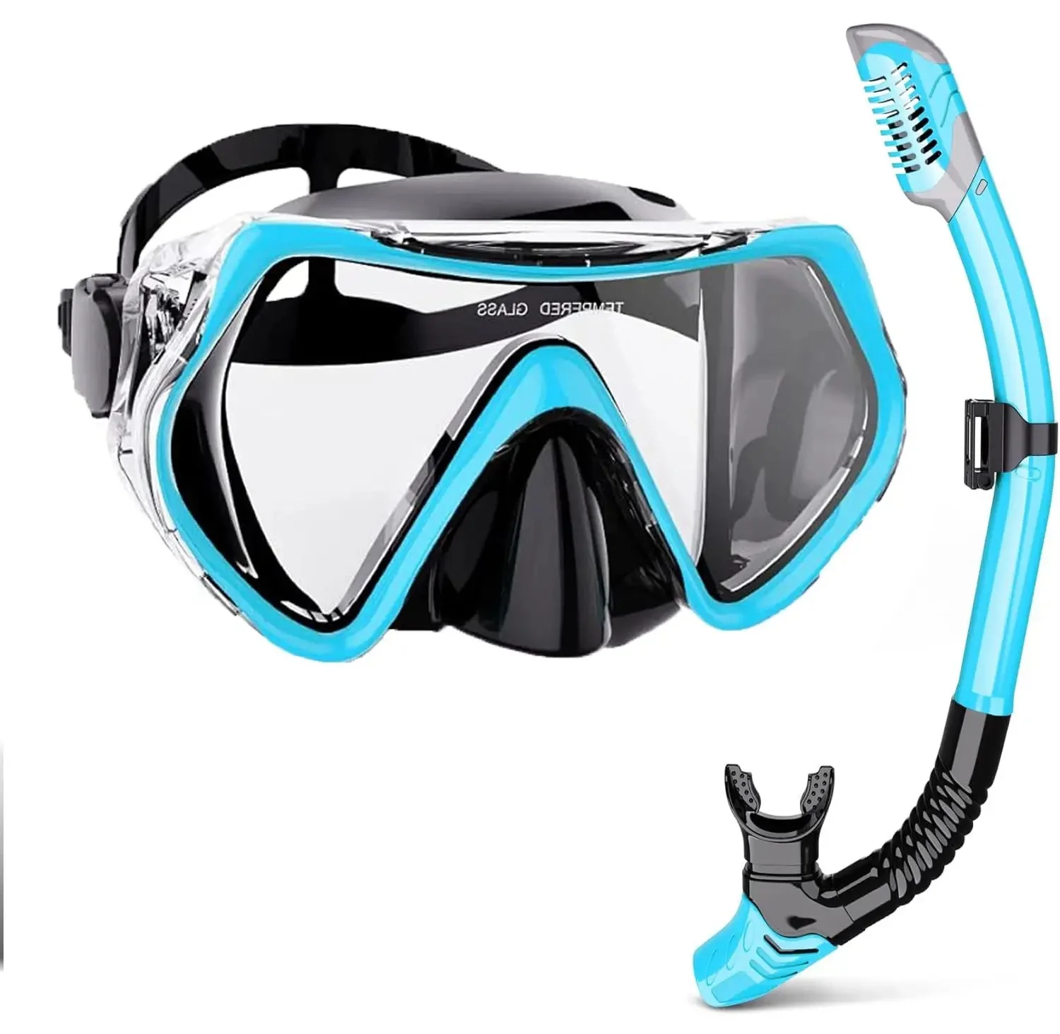 Snorkel Mask Set for Adults | 180° Wide View & Anti-Fog Lens | Silicone Face Seal & Dry Snorkel - Image 3