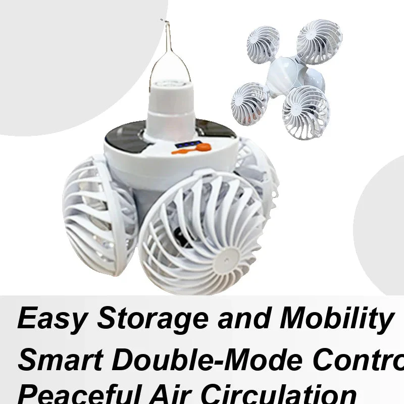 Solar Camping Lamp with Fan | Foldable & Portable | Dimmable Color LED & 3 Speeds - Image 3