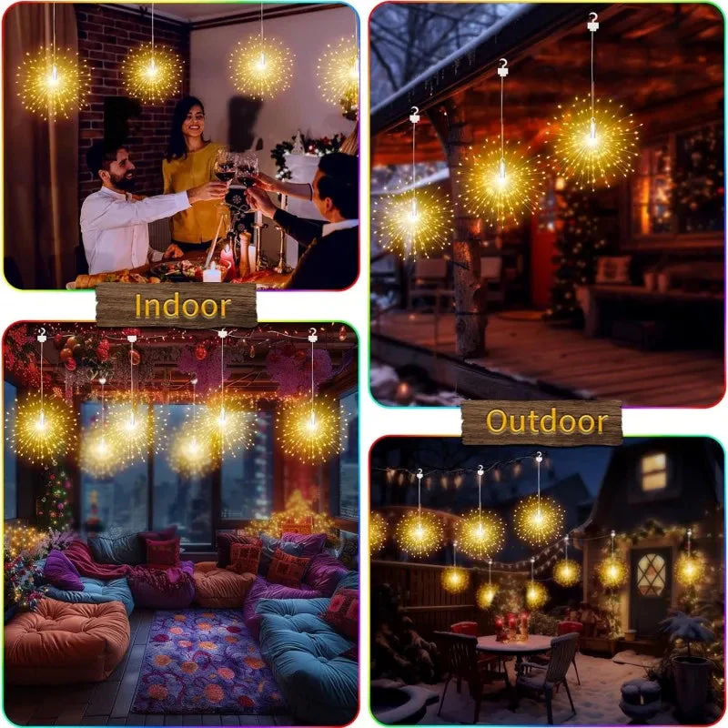 Solar Fireworks String Lights | 8 Modes & Remote Control | Warm White LEDs - Image 6
