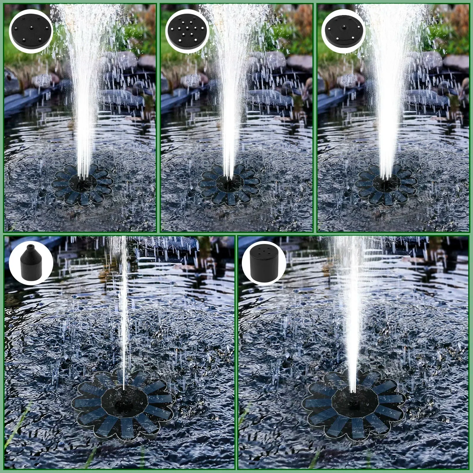 Solar Garden Fountain | Solar-Powered Pump | 5 Interchangeable Nozzles | Maintenance-Free - Image 5