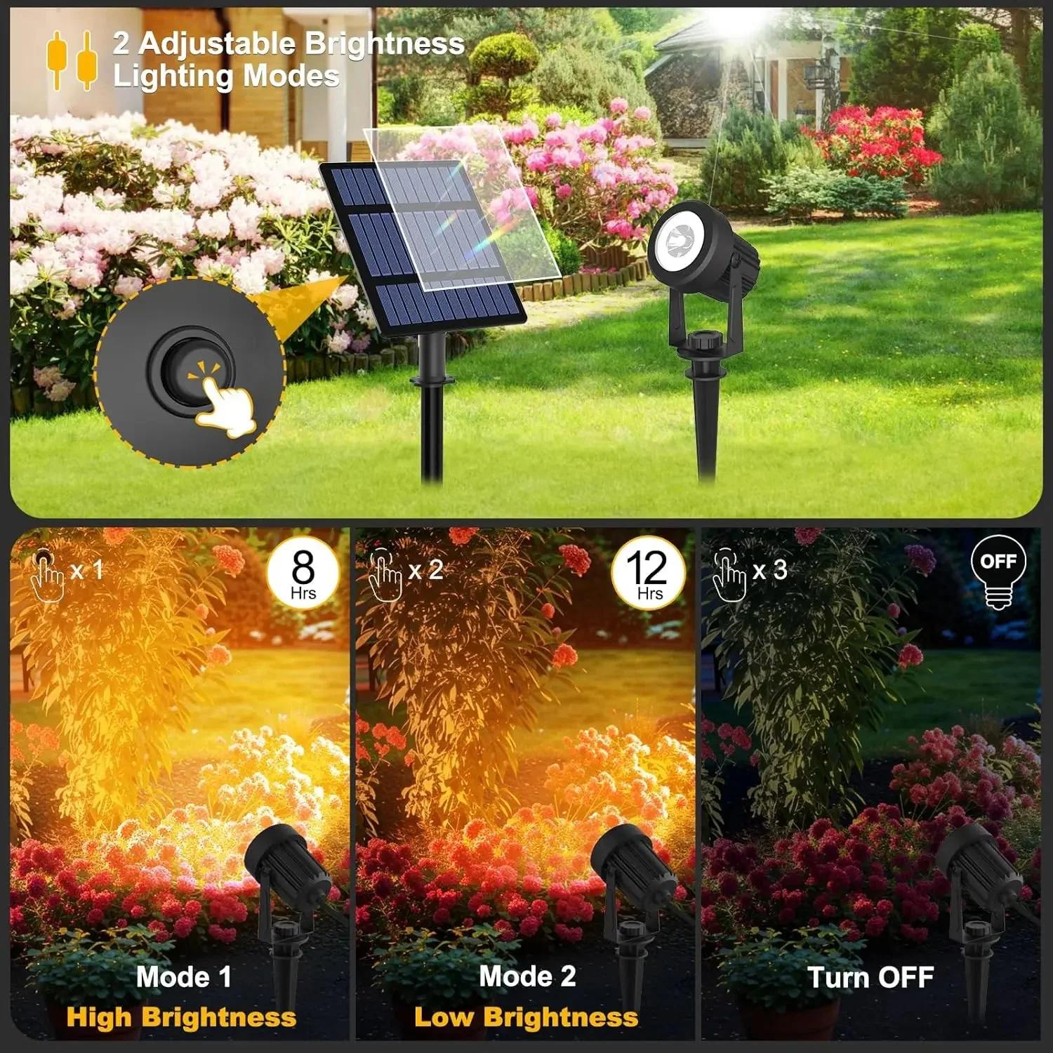 Solar-Gartenleuchte | Zwei Farben Warmweiß & Kaltweiß | Wetterfeste Konstruktion | Bis zu 12 Stunden - Image 5