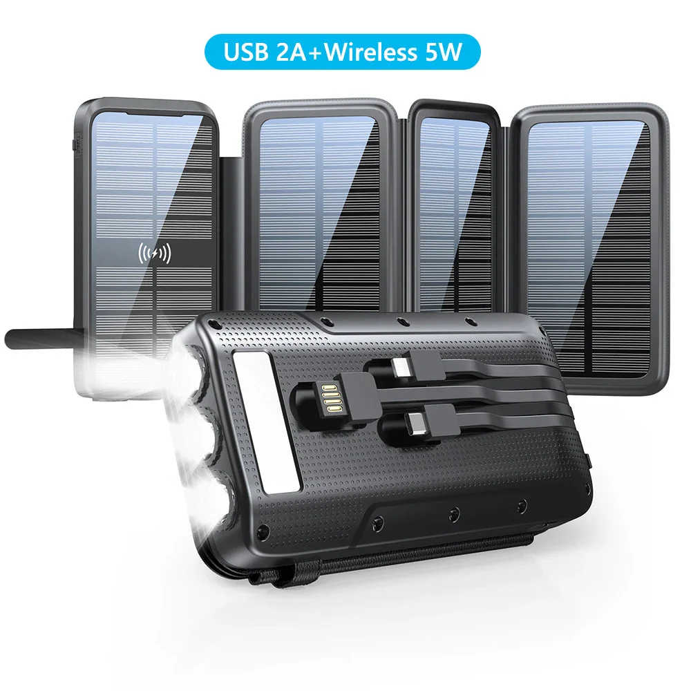 Solar Power Bank | 43800mAh High Capacity | Fast & Wireless Charging | Integrated Cables & LED - Image 8