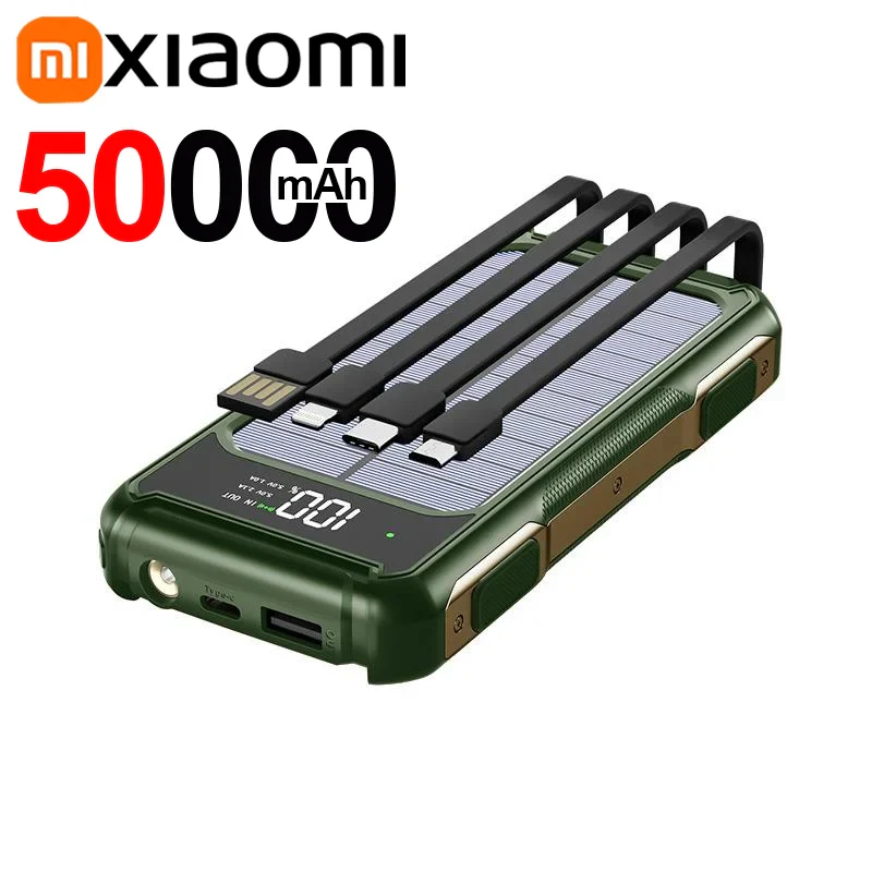 Solar Power Bank | High-Capacity | Built-In 4-in-1 Cables & Emergency LED | Travel - Image 5