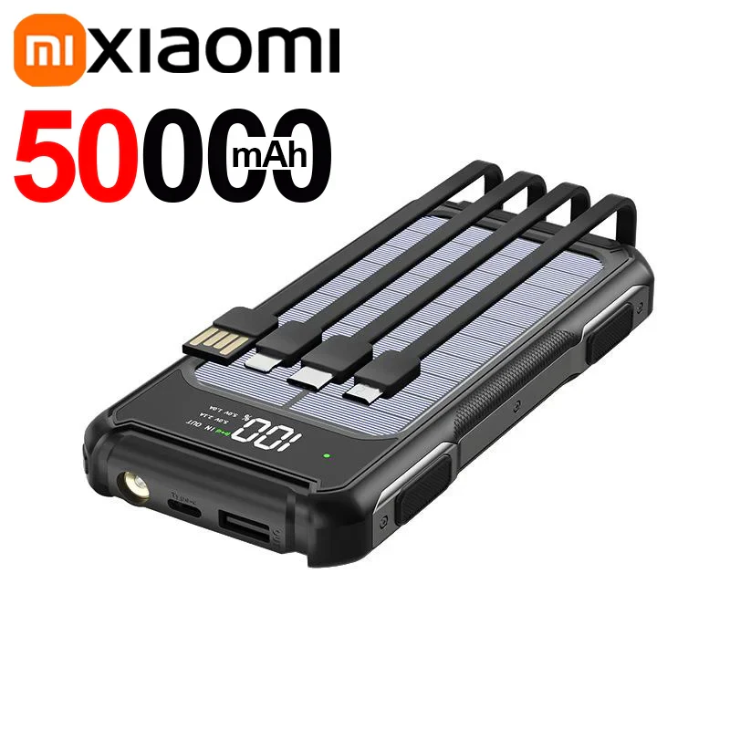 Solar Power Bank | High-Capacity | Built-In 4-in-1 Cables & Emergency LED | Travel - Image 6