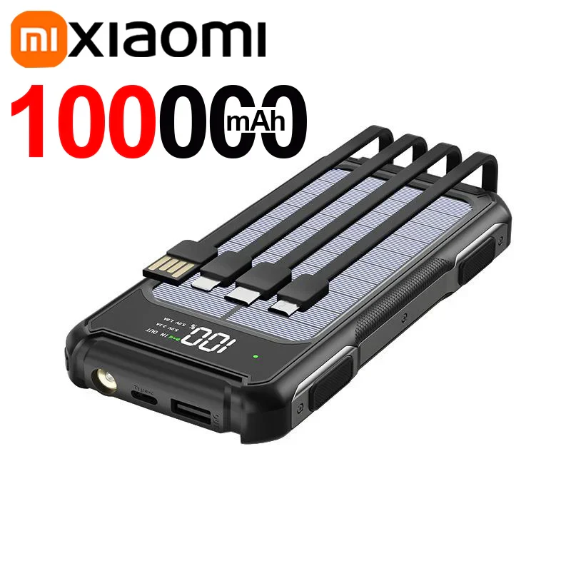 Solar Power Bank | High-Capacity | Built-In 4-in-1 Cables & Emergency LED | Travel - Image 7