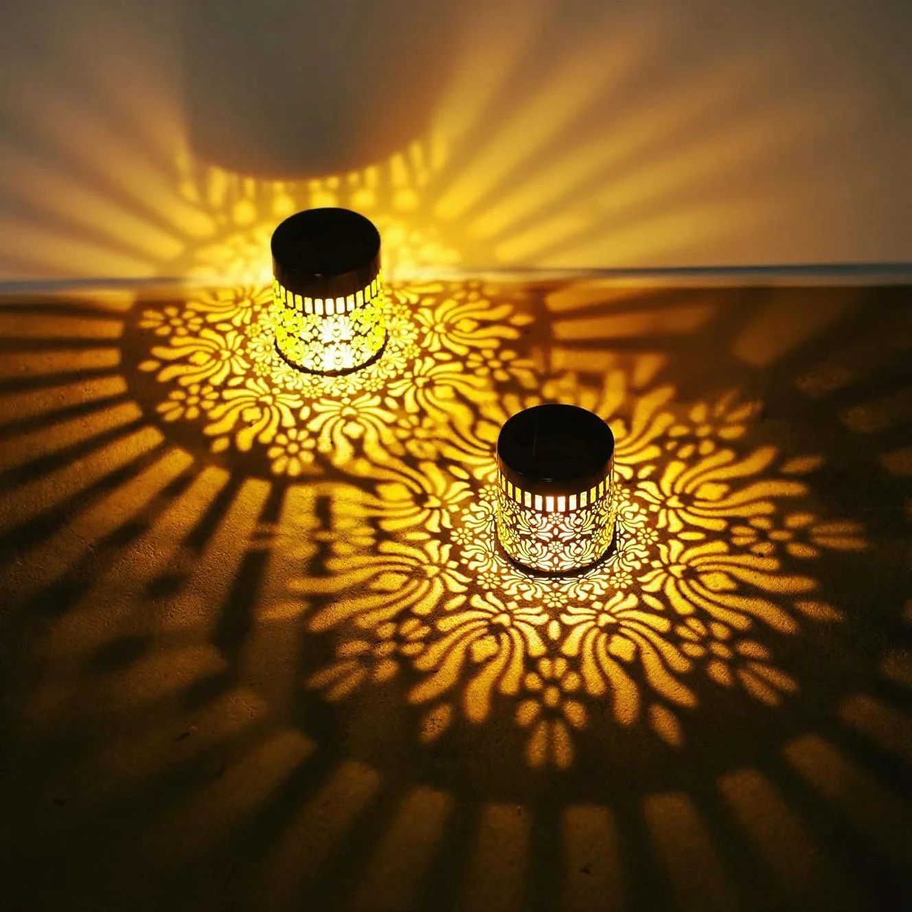 Solar Wall Light Set | Peony Cutout Design | Iron Construction | 28 cm High - Image 2