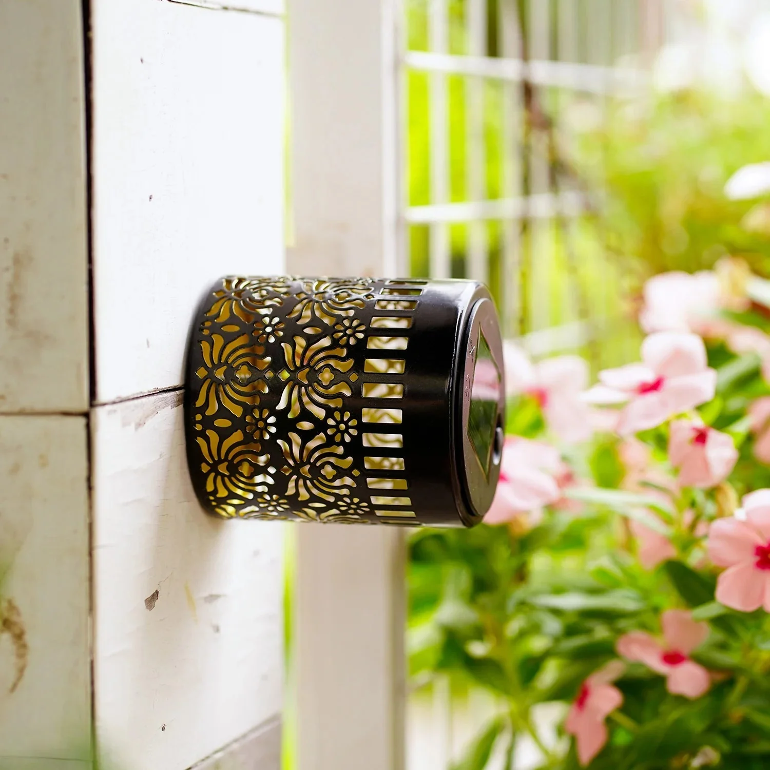 Solar Wall Light Set | Peony Cutout Design | Iron Construction | 28 cm High - Image 4