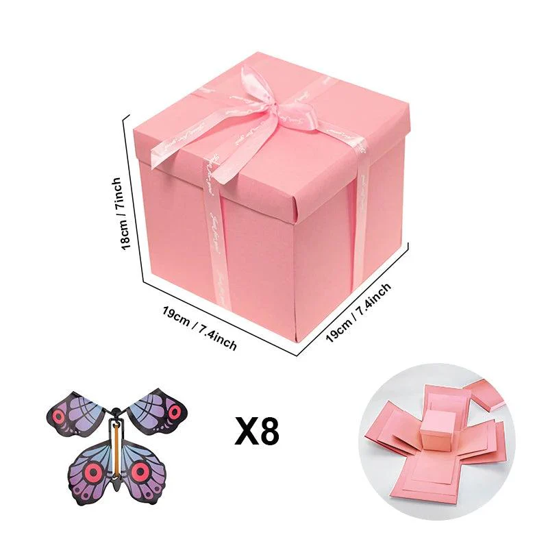 Surprise Gift Box | Layered Pop-Up | Paper & Cardboard, 8 Butterflies | Special Occasions - Image 13