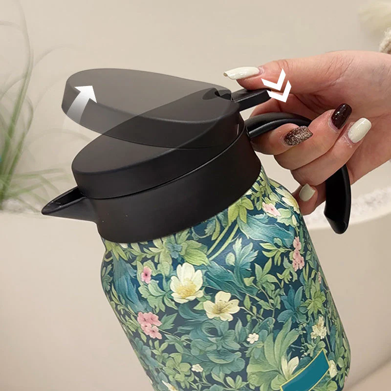 Thermal Teapot | Vacuum Insulated | Removable Stainless Steel Filter & 1L | Floral Design - Image 3