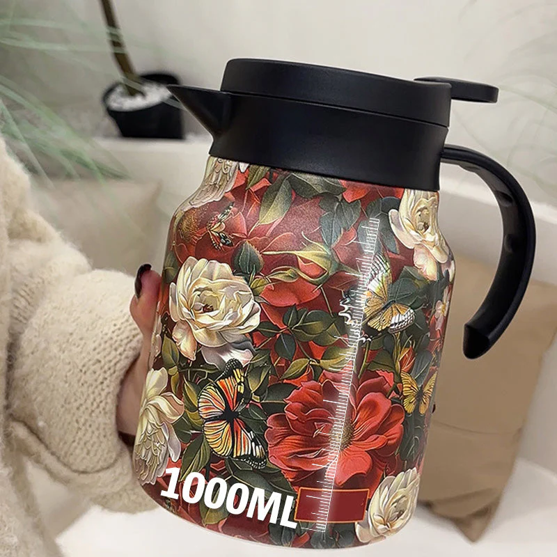Thermal Teapot | Vacuum Insulated | Removable Stainless Steel Filter & 1L | Floral Design - Image 4