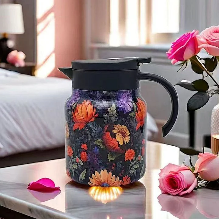 Thermal Teapot | Vacuum Insulated | Removable Stainless Steel Filter & 1L | Floral Design - Image 7