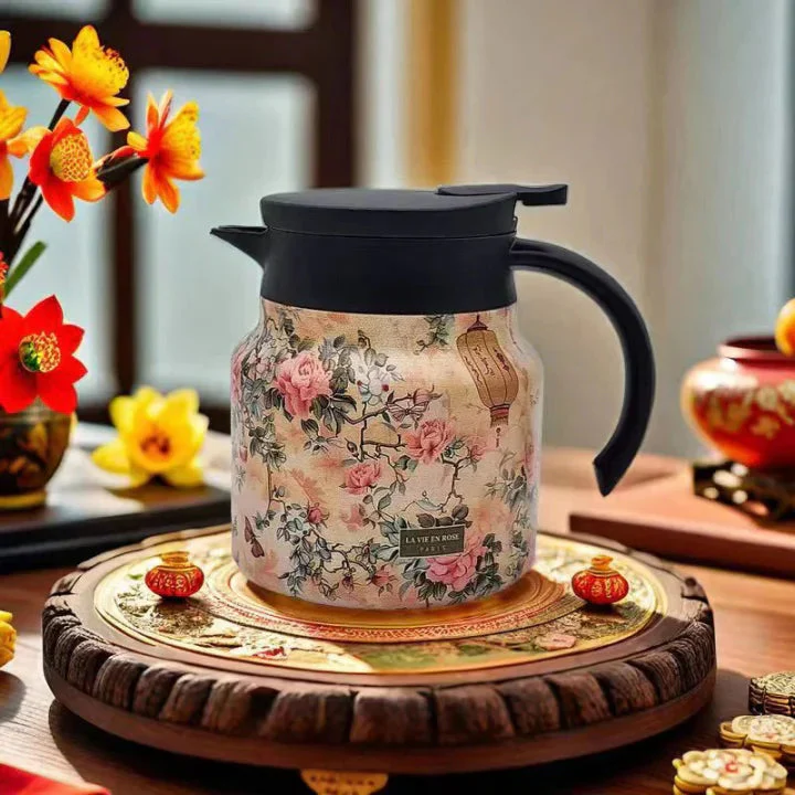 Thermal Teapot | Vacuum Insulated | Removable Stainless Steel Filter & 1L | Floral Design - Image 8