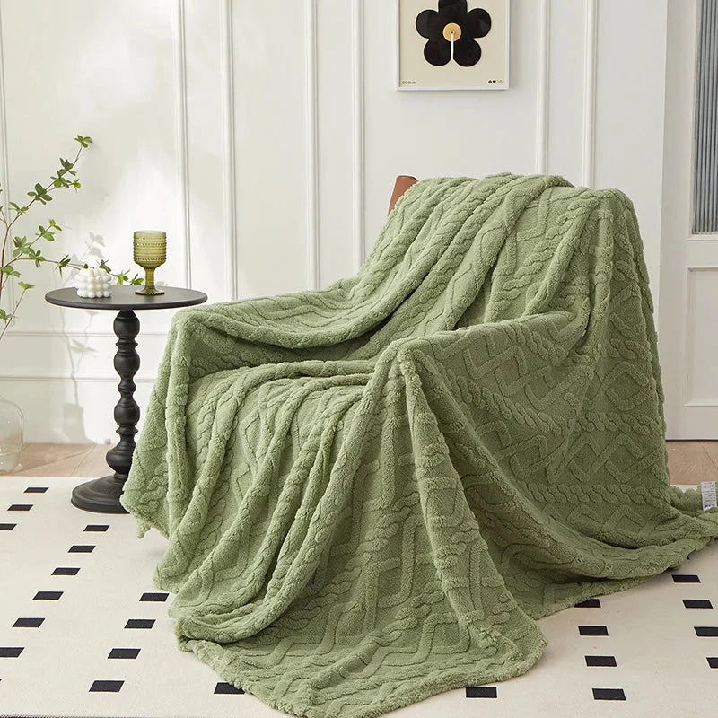Throw Blanket | Double-Sided Thickened | Reversible Flannel & Lambswool | Plush & Warm