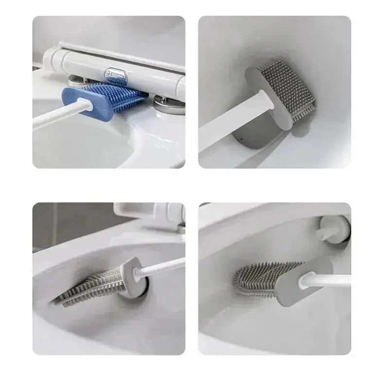 Toilet Brush Set | Antibacterial Silicone 2-in-1 Head | Ventilated Holder & Wall-Mount | Hygienic - Image 5