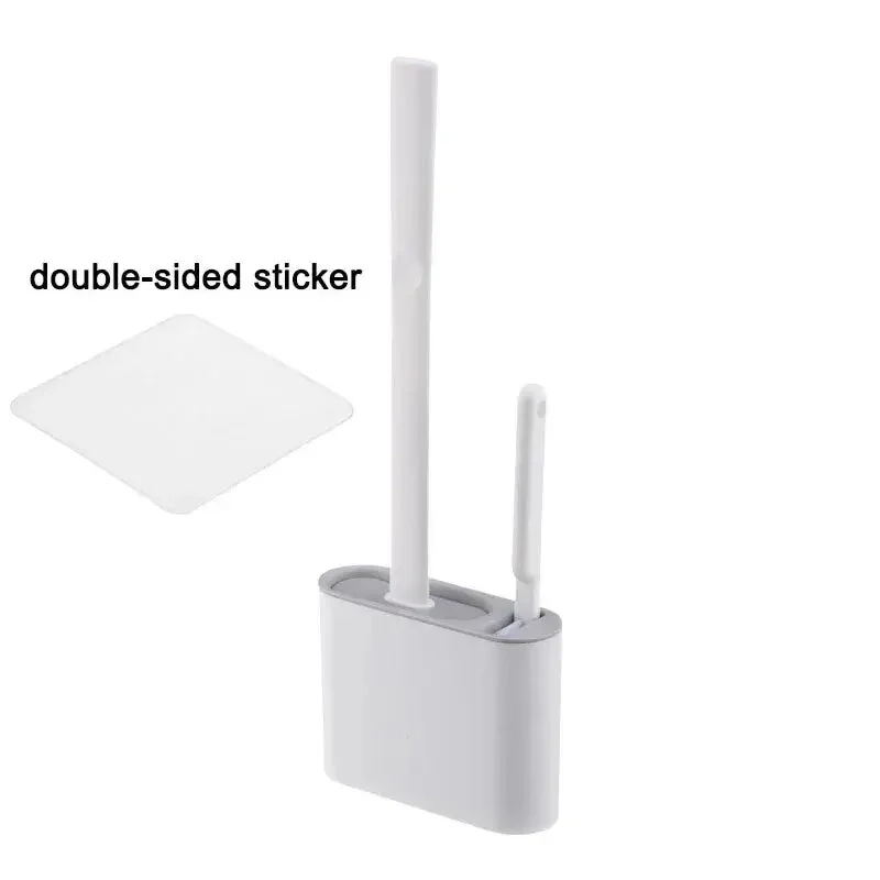 Toilet Brush Set | Antibacterial Silicone 2-in-1 Head | Ventilated Holder & Wall-Mount | Hygienic - Image 6