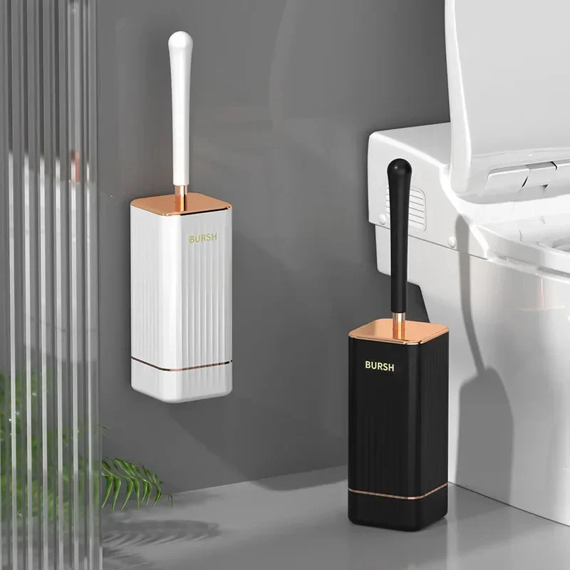 Toilettenbürste | Flexibler Kopf, Weiche Borsten | Selbstklebende Wandhalterung & Schnelltrocknende Basis