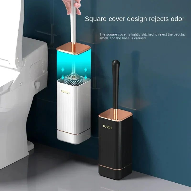 Toilettenbürste | Flexibler Kopf, Weiche Borsten | Selbstklebende Wandhalterung & Schnelltrocknende Basis - Image 2
