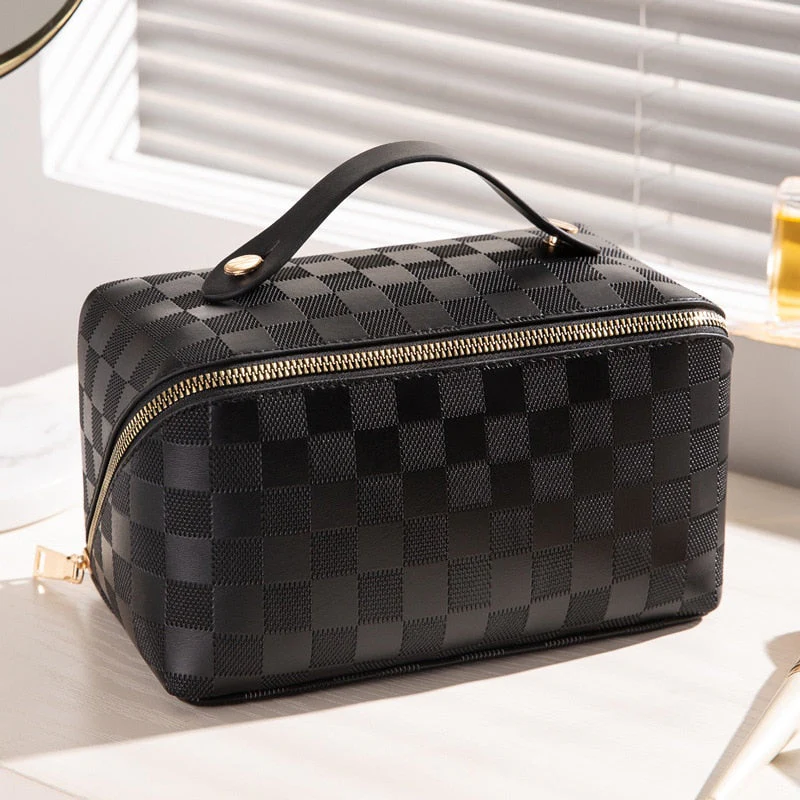 Travel Cosmetic Bag | Multiple Compartments & Structured Design | PU Leather, Water-Resistant - Image 4