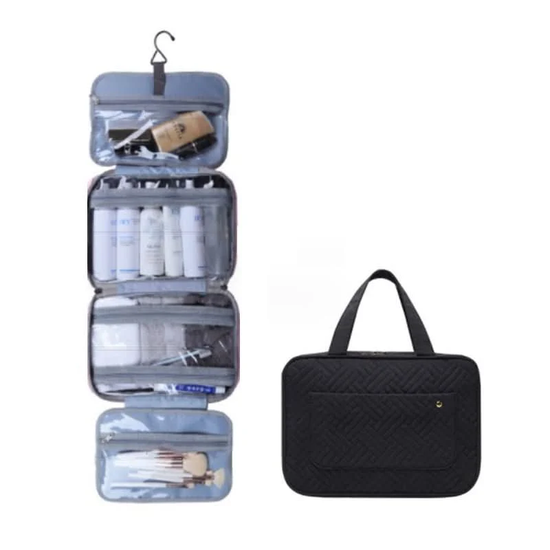 Travel Cosmetic Organizer | Compact 4-Compartment with 360° Hook | Water-Repellent Polyester - Image 10