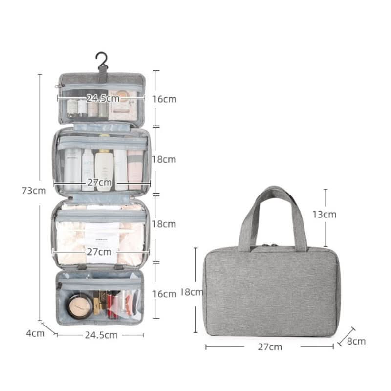 Travel Cosmetic Organizer | Compact 4-Compartment with 360° Hook | Water-Repellent Polyester - Image 12