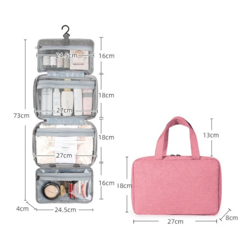 Travel Cosmetic Organizer | Compact 4-Compartment with 360° Hook | Water-Repellent Polyester - Image 13