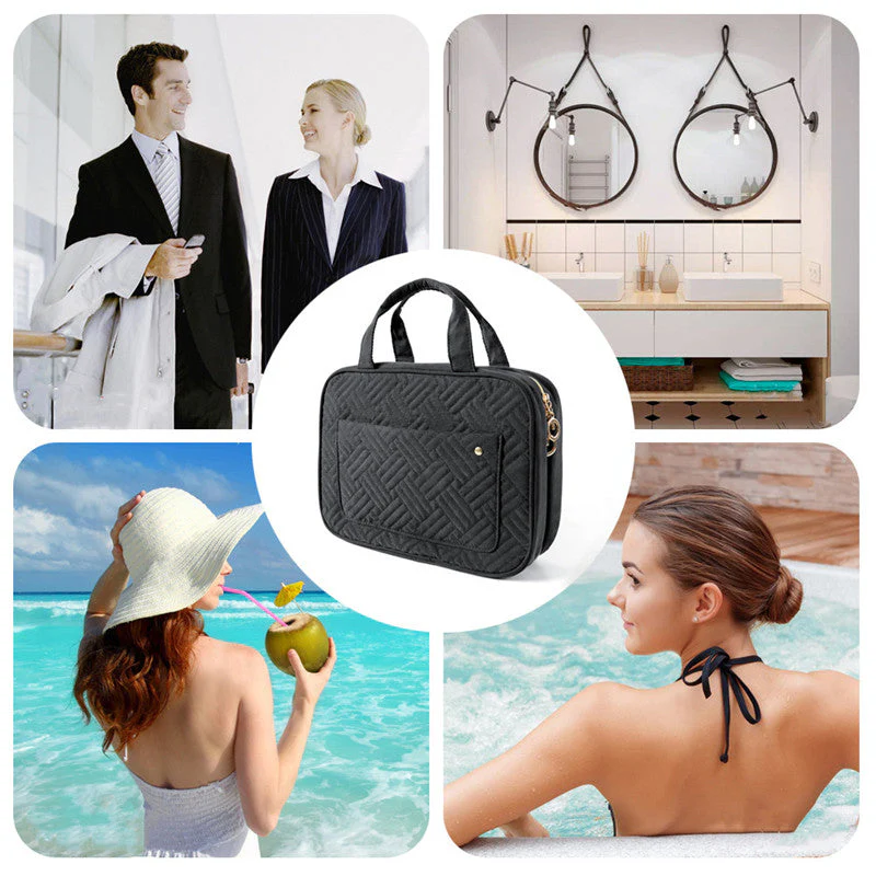 Travel Cosmetic Organizer | Compact & Water-Resistant | 4 Compartments & Rotating Hook - Image 14