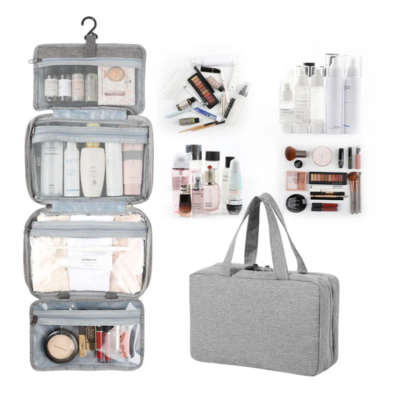 Travel Cosmetic Organizer | Compact & Water-Resistant | 4 Compartments & Rotating Hook - Image 2