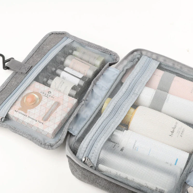 Travel Cosmetic Organizer | Compact & Water-Resistant | 4 Compartments & Rotating Hook - Image 7