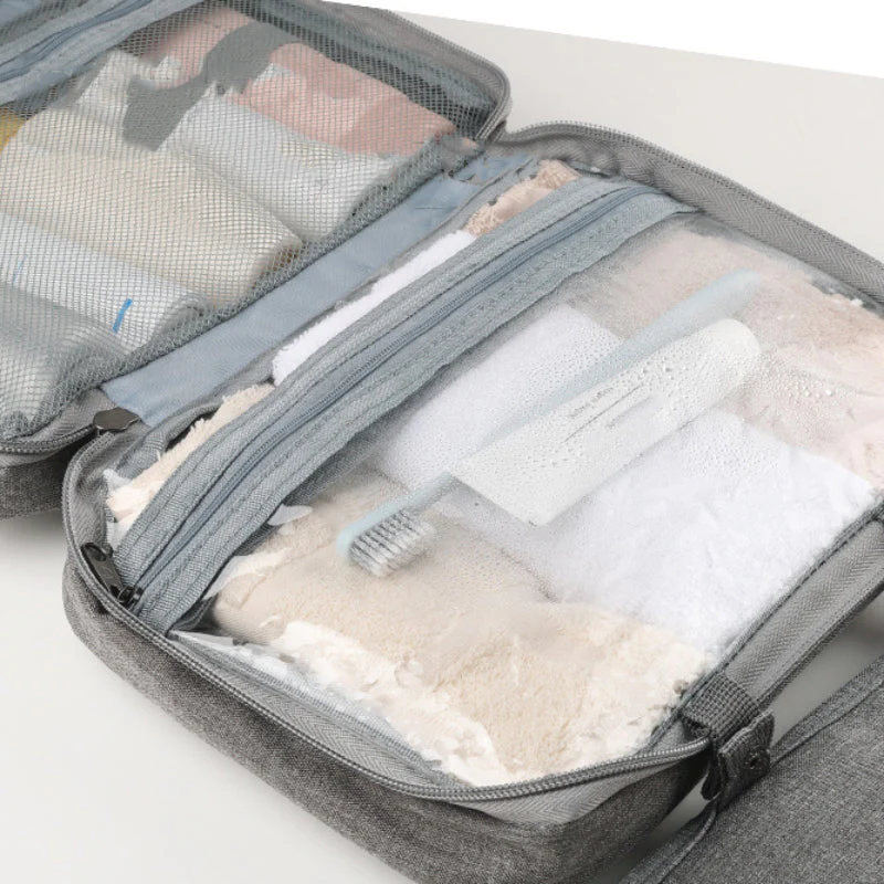 Travel Cosmetic Organizer | Compact & Water-Resistant | 4 Compartments & Rotating Hook - Image 8
