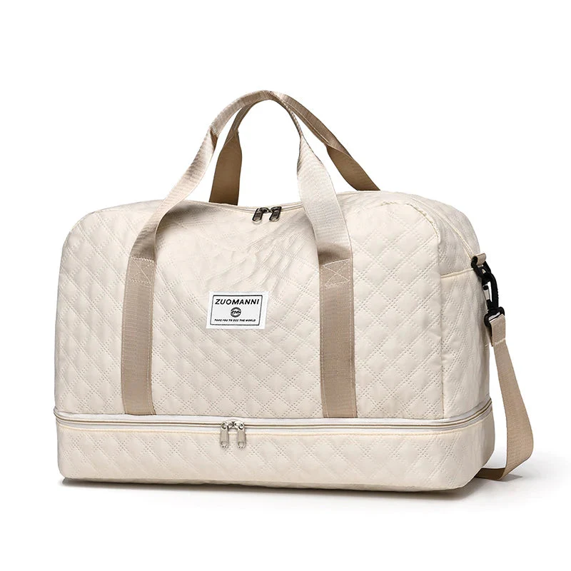 Travel Duffel Bag | Water-Repellent Nylon, Diamond Pattern | Ventilated Shoe & Wet Compartments - Image 13
