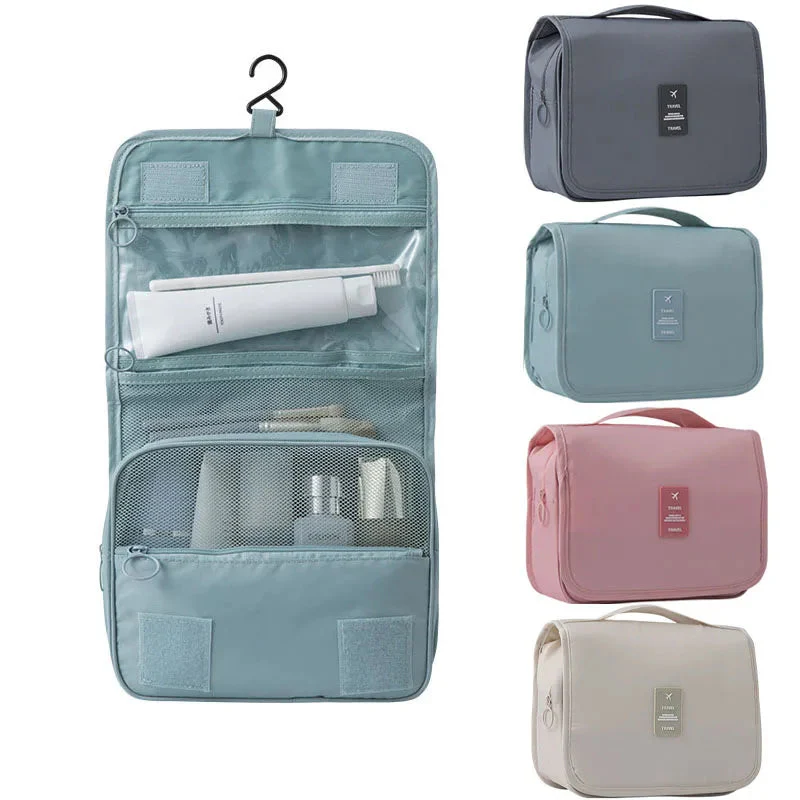 Travel Toiletry Bag | 6 Compartments & Hook | Water-Resistant Polyester | Compact