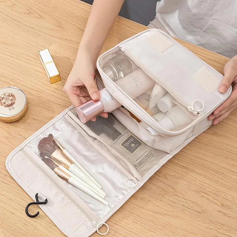 Travel Toiletry Bag | 6 Compartments & Hook | Water-Resistant Polyester | Compact - Image 2