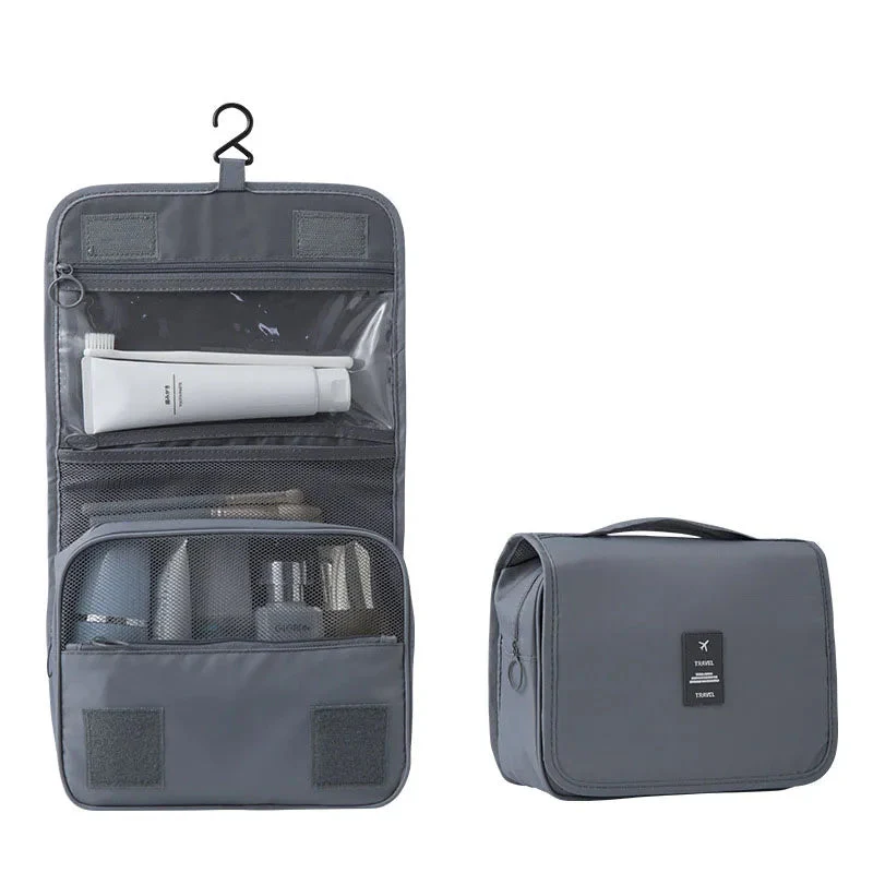 Travel Toiletry Bag | 6 Compartments & Hook | Water-Resistant Polyester | Compact - Image 4