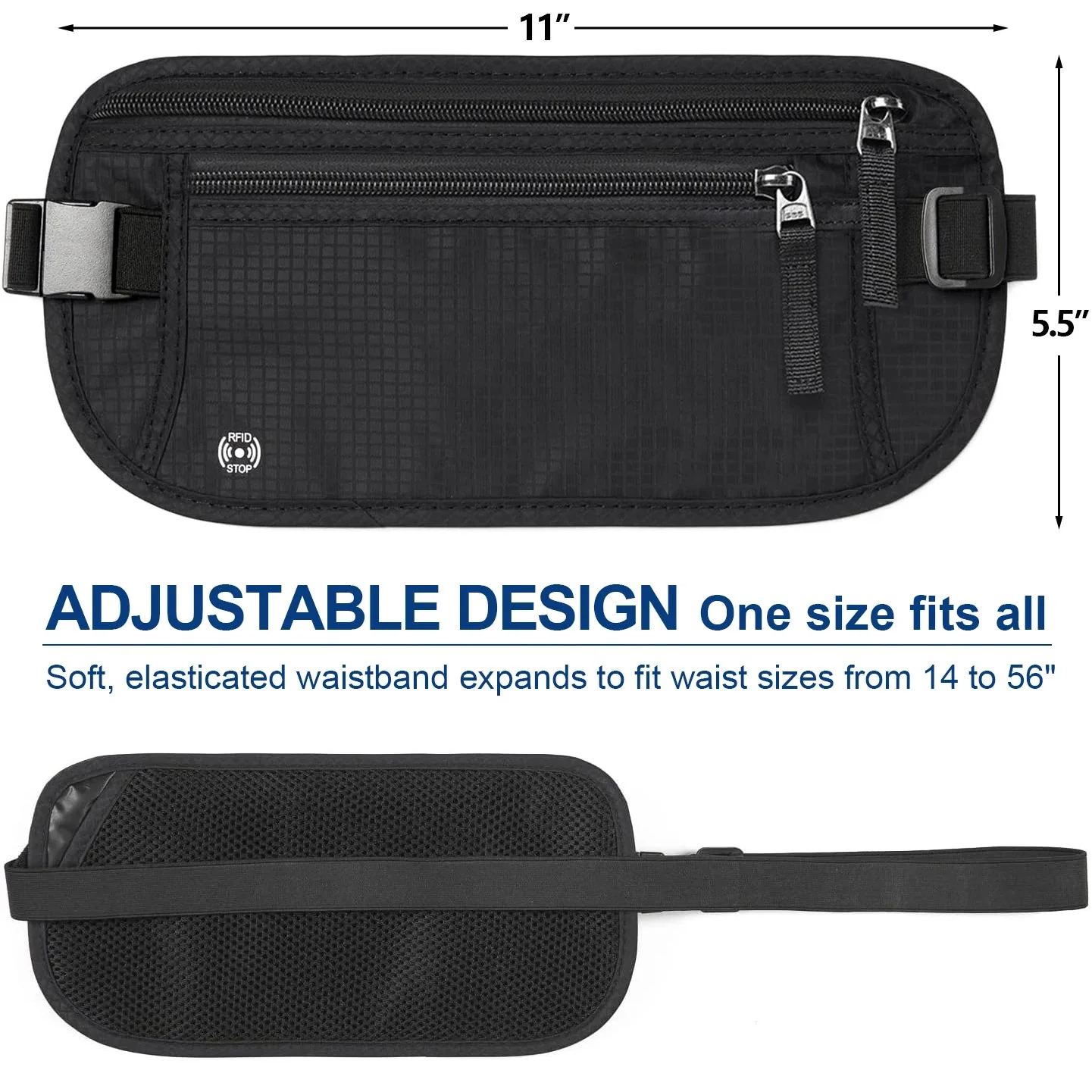 Unisex Reise-Gürteltasche | RFID-Blockierung Sicherheitsfunktion | Reißfestes Nylon & Versteckte Tasche - Image 3