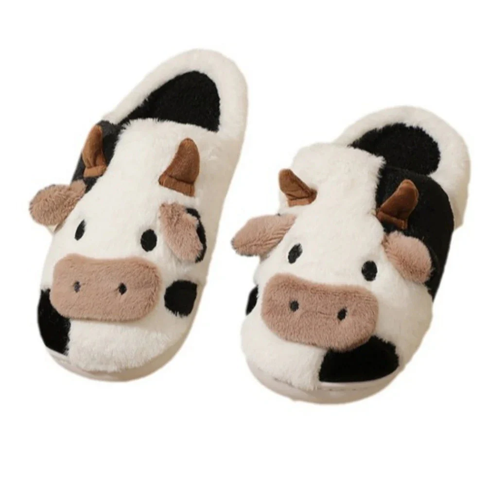Unisex Winter Slippers | Cartoon Cow Design | Plush Upper & Non-Slip Sole | Warm & Comfortable - Image 2