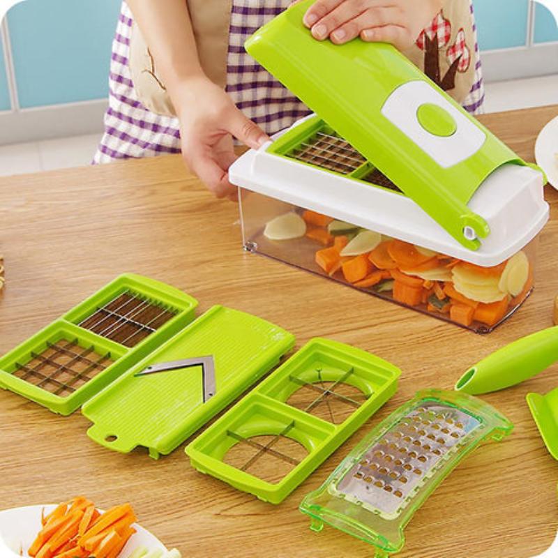 Vegetable Cutter | 12-in-1 Slicer & Dicer | Stainless Steel Blades & Finger Guard | Space-Saving - Image 6