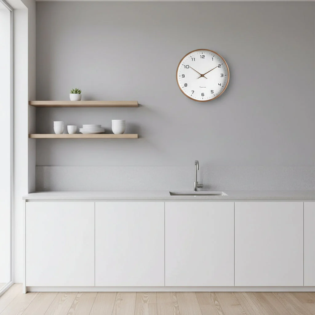 Wall Clock | Scandinavian Minimalist Design | Natural Wood Finish | Silent Quartz Movement - Image 4