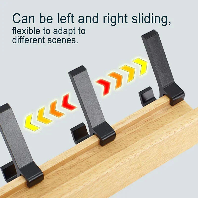 Wall Coat Rack | Movable Double Hooks | Wood & Aluminum | Space-Saving - Image 4