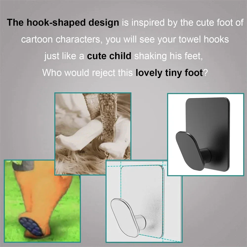 Wall Hooks | Durable Stainless Steel | Self-Adhesive No-Drill | For Bathroom & Kitchen - Image 4
