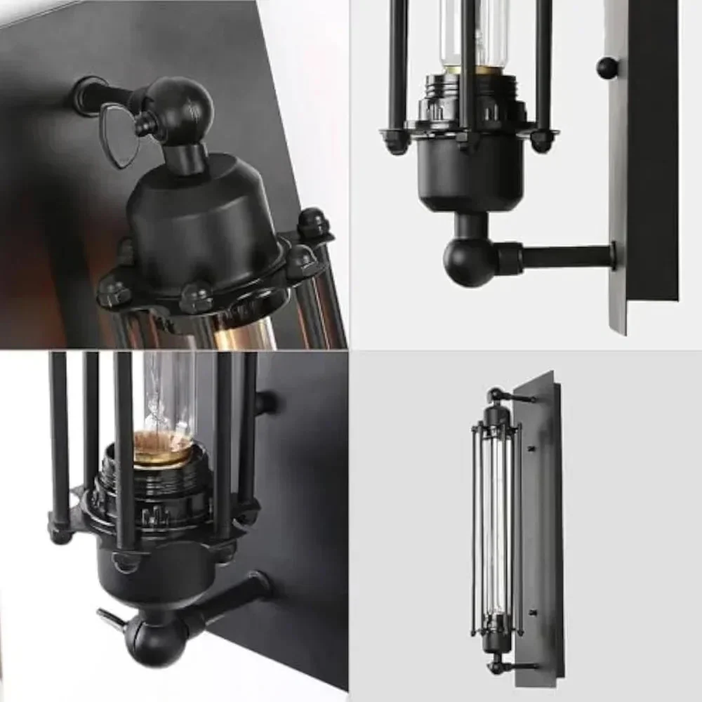Wall Lamp | Vintage Edison Design | Iron & Glass | E27 Socket - Image 4