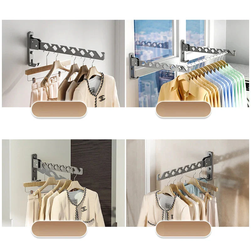 Wall-Mounted Drying Rack | 180° Swivel & Foldable Design | Aluminum Construction | Space-Saving - Image 7