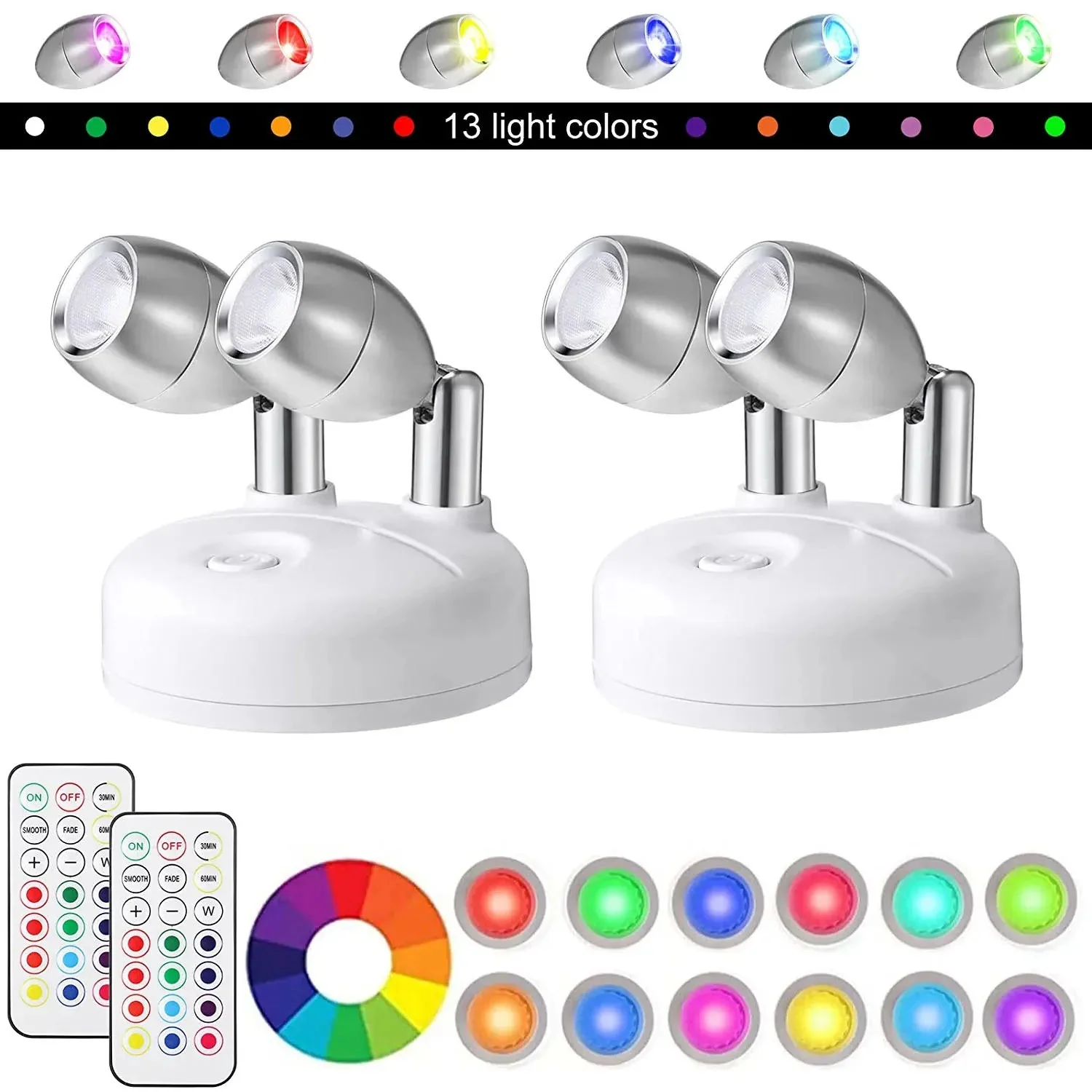 Wireless LED Spotlight | RGB Dimmable | Remote & Timer | Battery-Powered Accent Light - Image 10