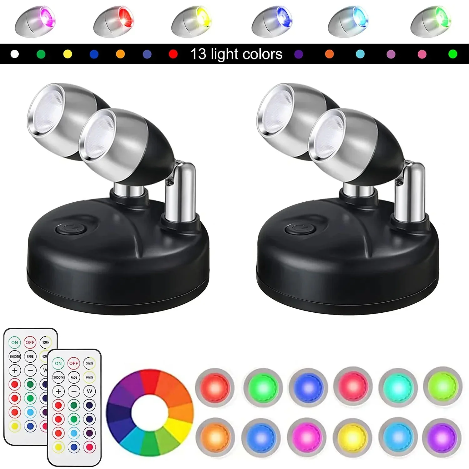 Wireless LED Spotlight | RGB Dimmable | Remote & Timer | Battery-Powered Accent Light - Image 8